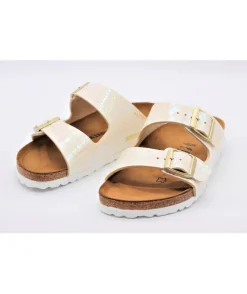 Sale L'Empreinte Chaussures BIRKENSTOCK ARIZONA SHINY SNAKE Cream