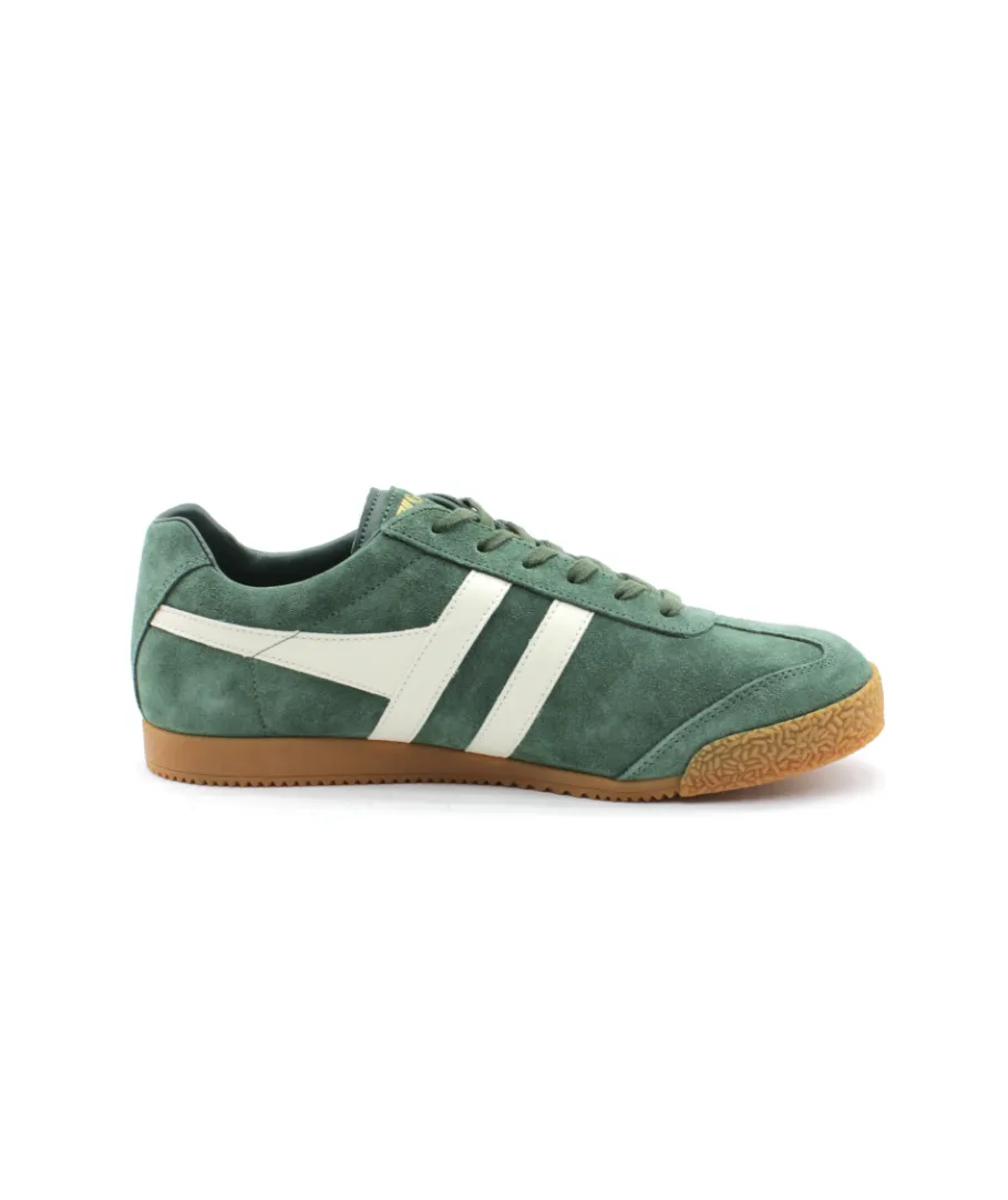 Shop L'Empreinte Chaussures GOLA HARRIER SUEDE EVERGREEN OFF WHITE vert